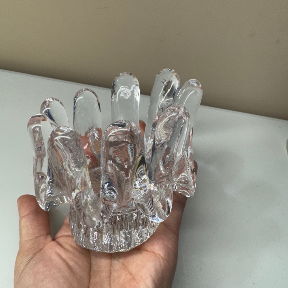 Kosta Boda Sunflower Glass Candle Holder Textured Goran Warff